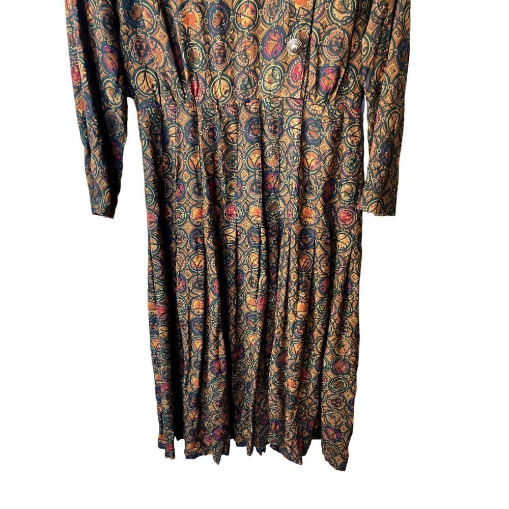 Vintage Talbots 90s Wool Made In‎ USA Floral Midi Dress Size 14 Prairie Peasant - Picture 4 of 8